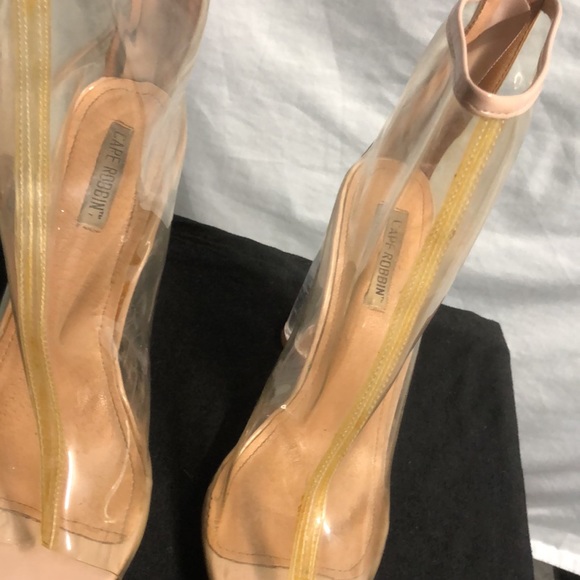 Clear, high-heeled zip up Open toed booties, Cape Robbin, size 7.5 guc - Picture 12 of 12